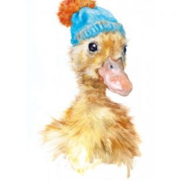 Cute duck with hat greeting card