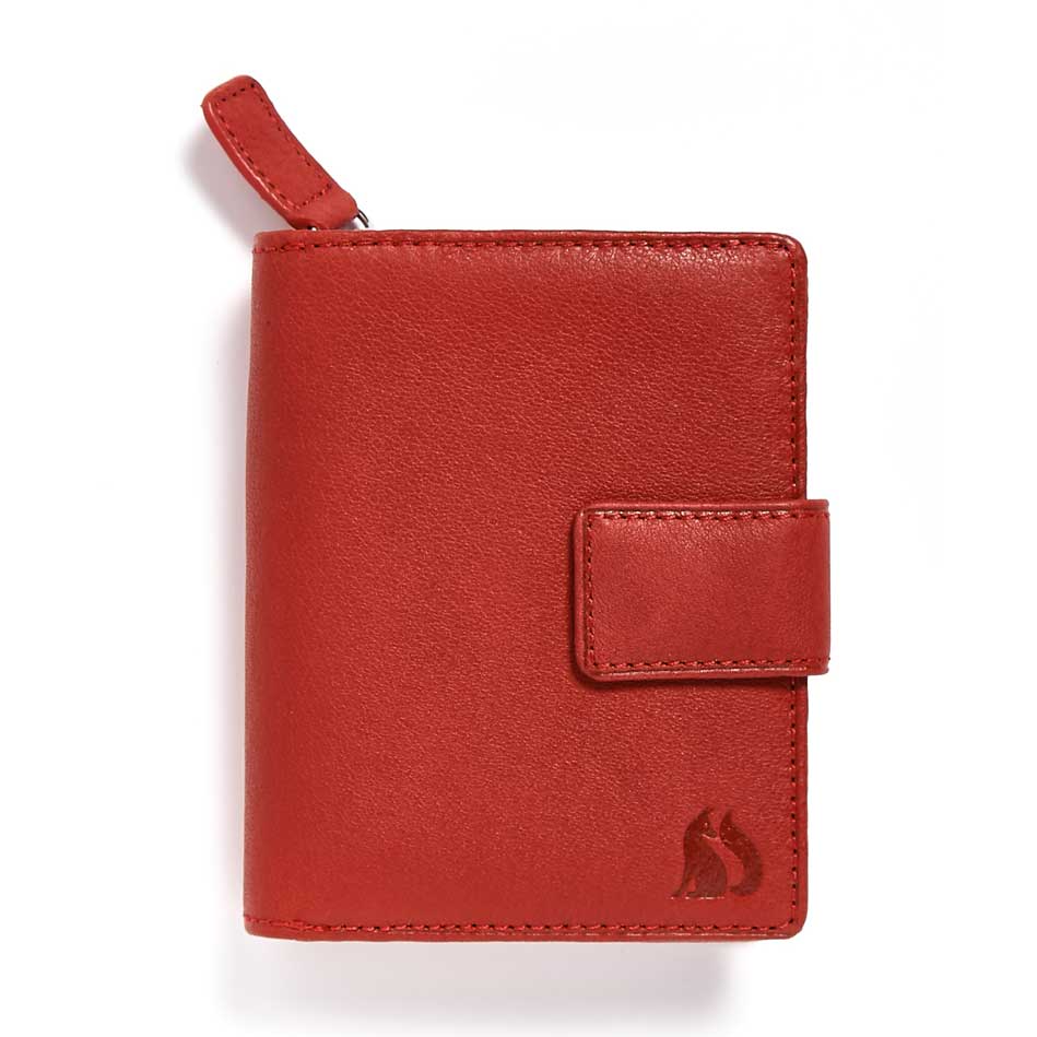 red leather purse
