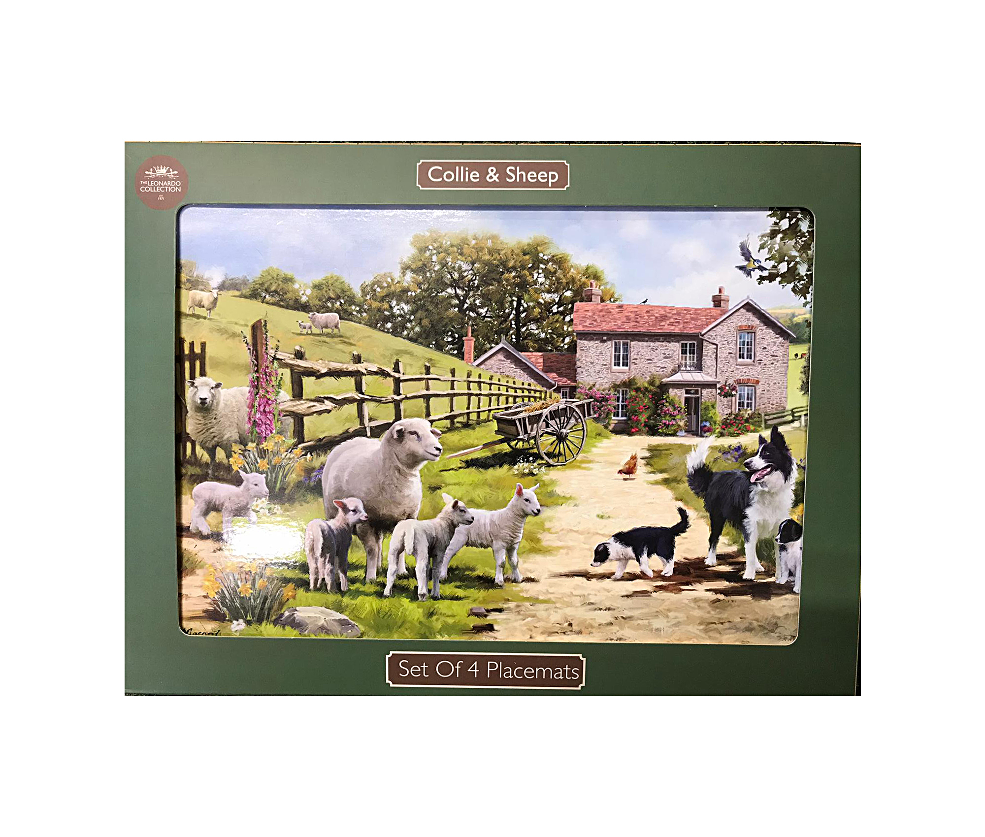 Set of 4 Placemats Border Collies and Sheep Leonardo Collection
